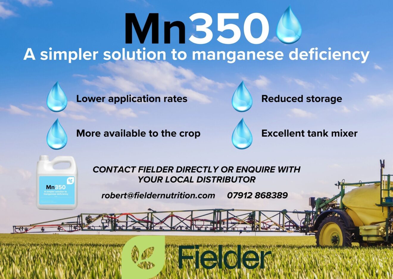 Fielder Mn350 – a simpler solution in the field and in your store to treating manganese deficiency